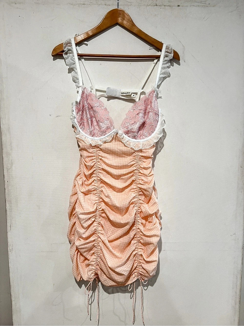 New For Love & Lemons Mini Slip Dress in Orange & Pink Sz Large